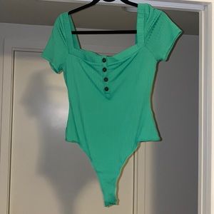 Green Square Neck Bodysuit
